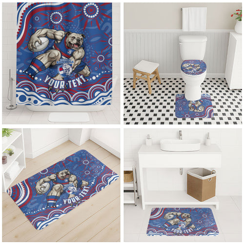 Personalized Western Bulldogs Football Mascot Bathroom Set Aboriginal Dot Art - Dreamtime Football Mascot