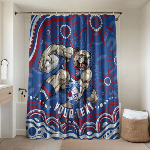 Personalized Western Bulldogs Football Mascot Bathroom Set Aboriginal Dot Art - Dreamtime Football Mascot