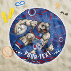 Personalized Western Bulldogs Football Mascot Beach Blanket Aboriginal Dot Art - Dreamtime Football Mascot