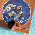 Personalized Western Bulldogs Football Mascot Beach Blanket Aboriginal Dot Art - Dreamtime Football Mascot