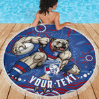 Personalized Western Bulldogs Football Mascot Beach Blanket Aboriginal Dot Art - Dreamtime Football Mascot