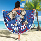 Personalized Western Bulldogs Football Mascot Beach Blanket Aboriginal Dot Art - Dreamtime Football Mascot