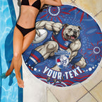 Personalized Western Bulldogs Football Mascot Beach Blanket Aboriginal Dot Art - Dreamtime Football Mascot