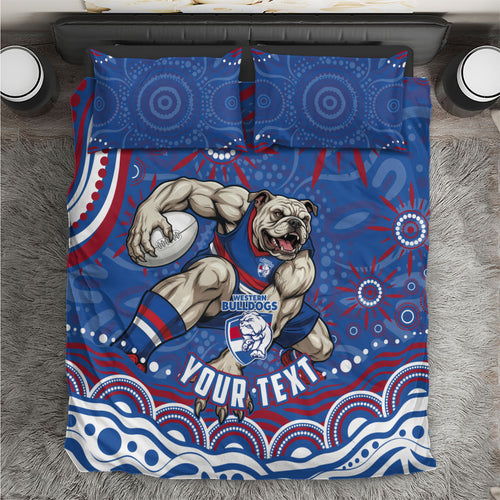 Personalized Western Bulldogs Football Mascot Bedding Set Aboriginal Dot Art - Dreamtime Football Mascot