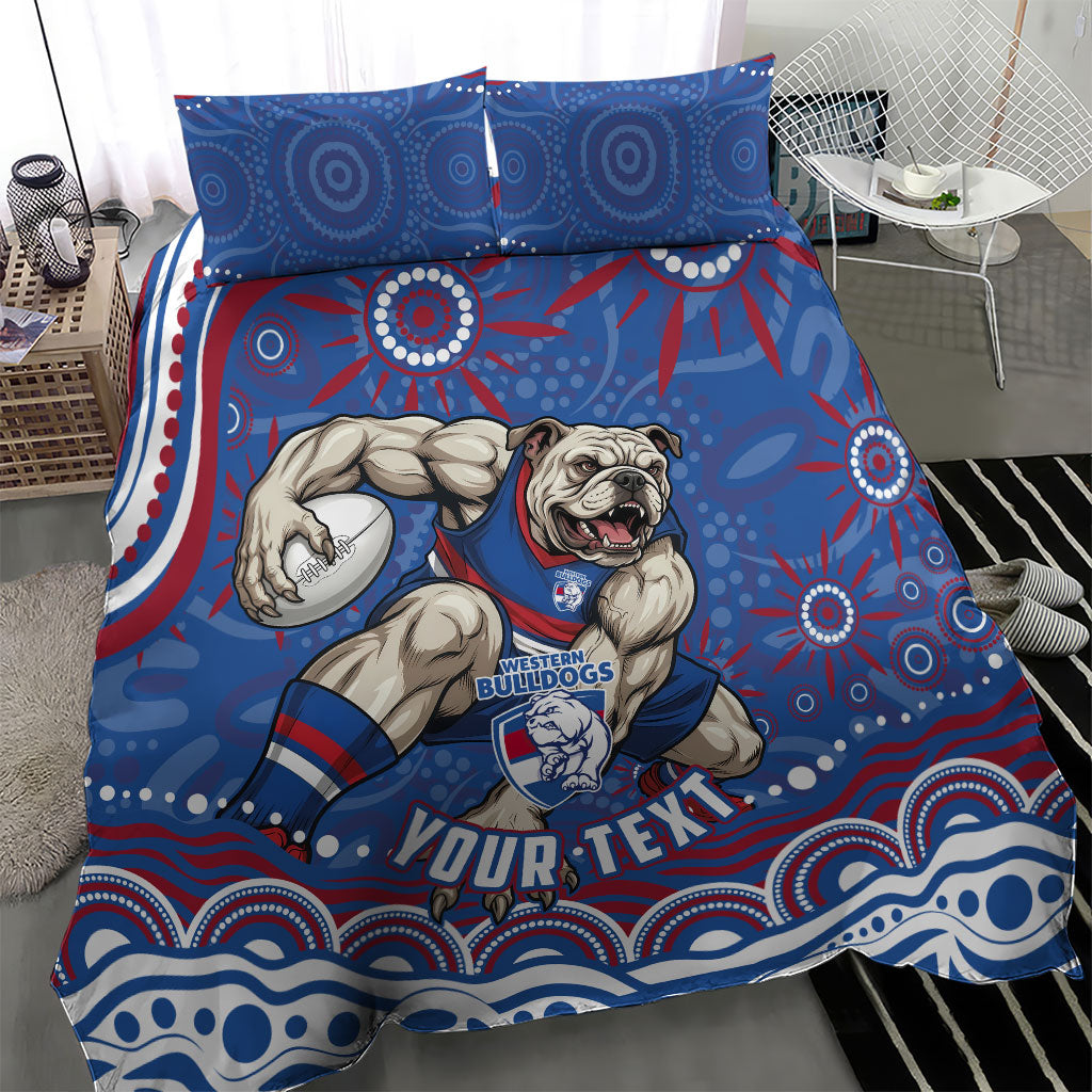 Personalized Western Bulldogs Football Mascot Bedding Set Aboriginal Dot Art - Dreamtime Football Mascot