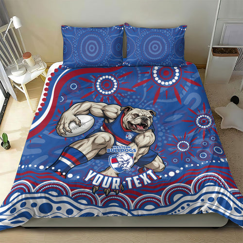Personalized Western Bulldogs Football Mascot Bedding Set Aboriginal Dot Art - Dreamtime Football Mascot