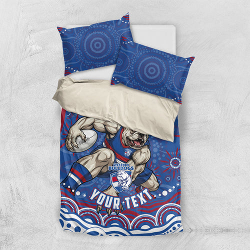 Personalized Western Bulldogs Football Mascot Bedding Set Aboriginal Dot Art - Dreamtime Football Mascot