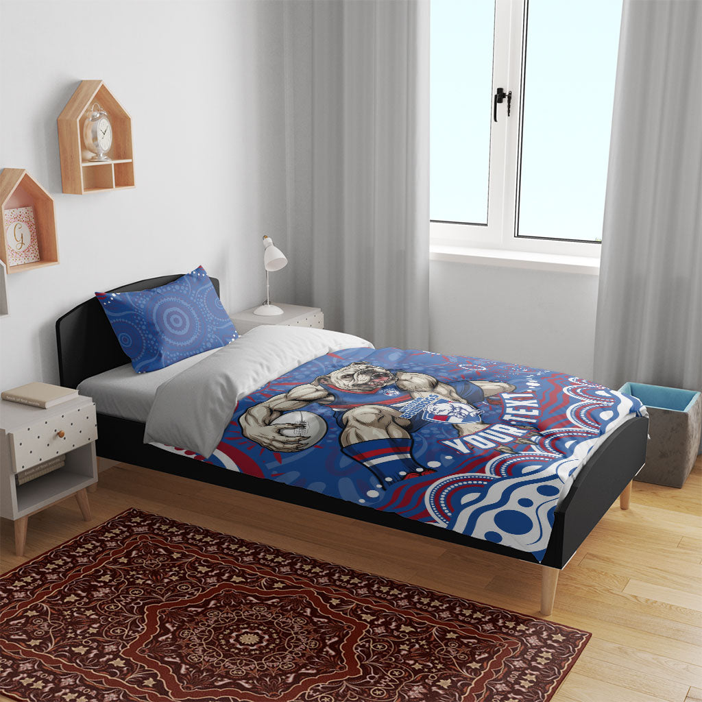 Personalized Western Bulldogs Football Mascot Bedding Set Aboriginal Dot Art - Dreamtime Football Mascot
