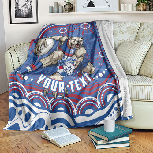 Personalized Western Bulldogs Football Mascot Blanket Aboriginal Dot Art - Dreamtime Football Mascot