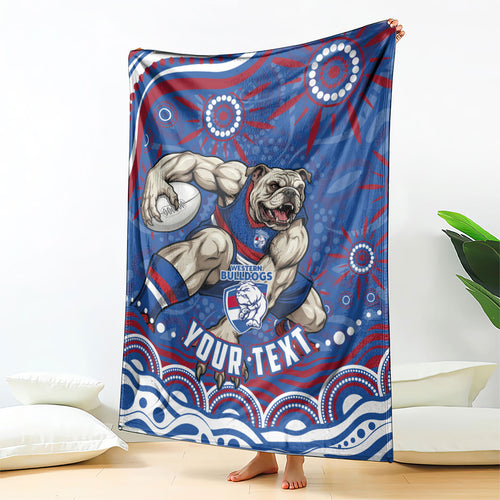 Personalized Western Bulldogs Football Mascot Blanket Aboriginal Dot Art - Dreamtime Football Mascot