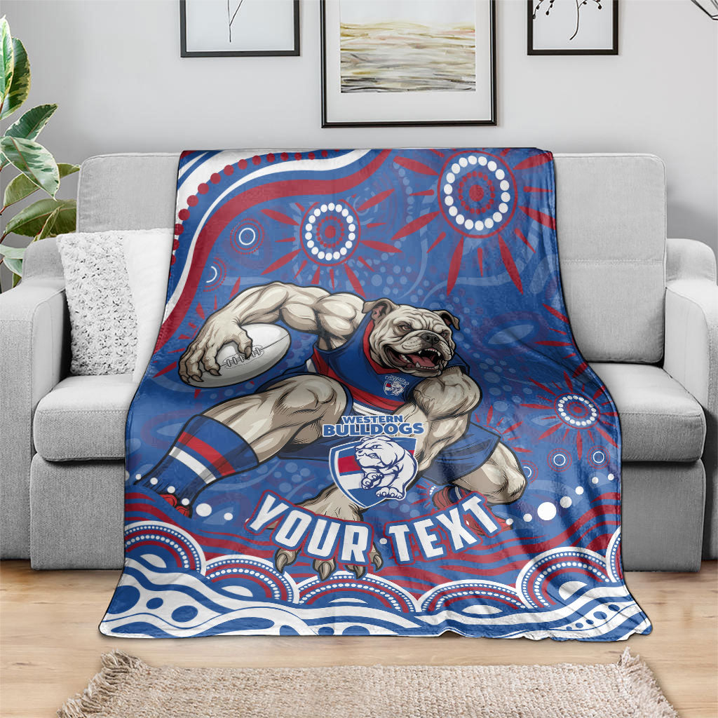 Personalized Western Bulldogs Football Mascot Blanket Aboriginal Dot Art - Dreamtime Football Mascot