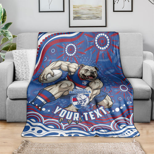 Personalized Western Bulldogs Football Mascot Blanket Aboriginal Dot Art - Dreamtime Football Mascot
