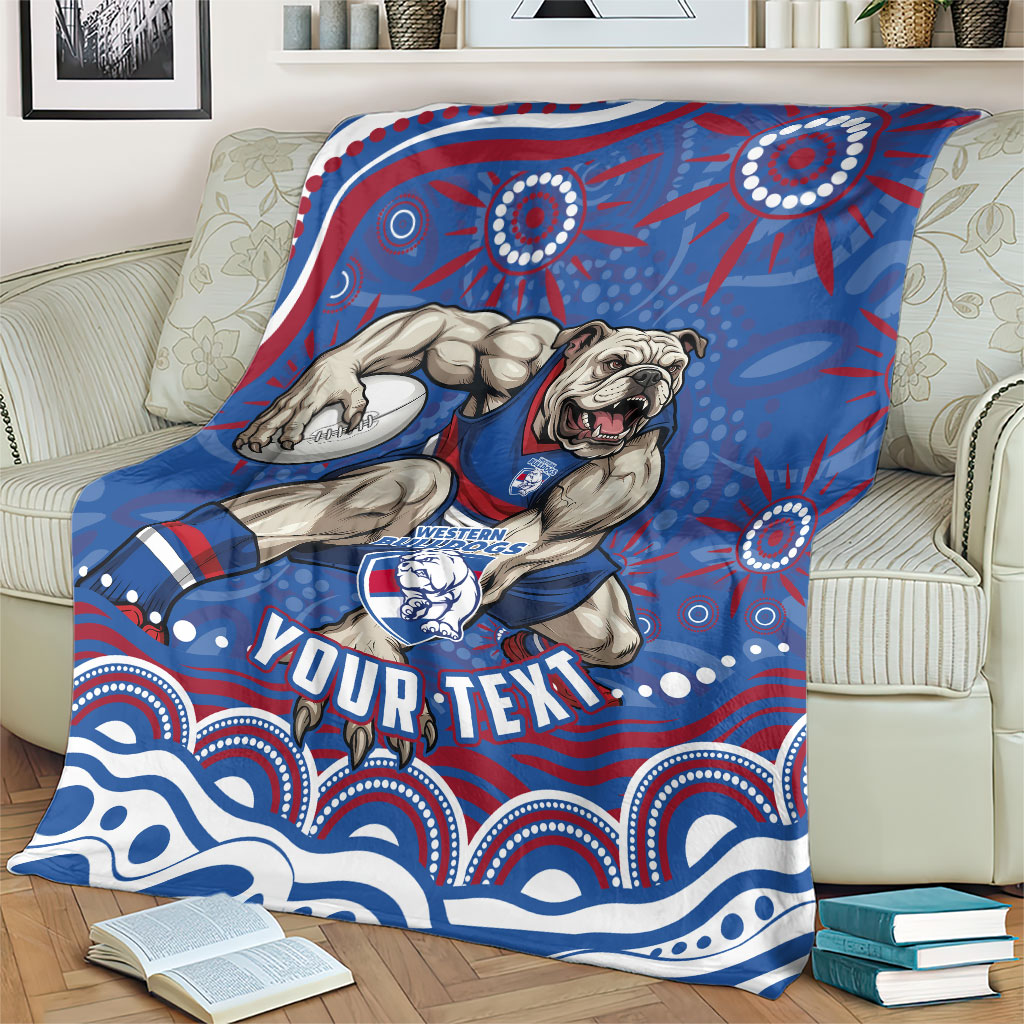 Personalized Western Bulldogs Football Mascot Blanket Aboriginal Dot Art - Dreamtime Football Mascot