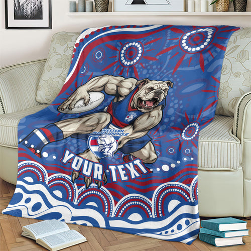 Personalized Western Bulldogs Football Mascot Blanket Aboriginal Dot Art - Dreamtime Football Mascot