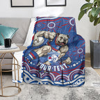Personalized Western Bulldogs Football Mascot Blanket Aboriginal Dot Art - Dreamtime Football Mascot