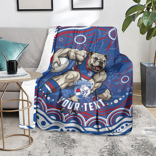 Personalized Western Bulldogs Football Mascot Blanket Aboriginal Dot Art - Dreamtime Football Mascot