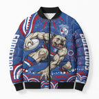 Personalized Western Bulldogs Football Mascot Bomber Puffer Jacket Aboriginal Dot Art - Dreamtime Football Mascot
