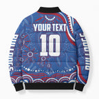 Personalized Western Bulldogs Football Mascot Bomber Puffer Jacket Aboriginal Dot Art - Dreamtime Football Mascot