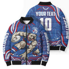 Personalized Western Bulldogs Football Mascot Bomber Puffer Jacket Aboriginal Dot Art - Dreamtime Football Mascot