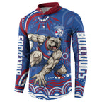 Personalized Western Bulldogs Football Mascot Button Sweatshirt Aboriginal Dot Art - Dreamtime Football Mascot