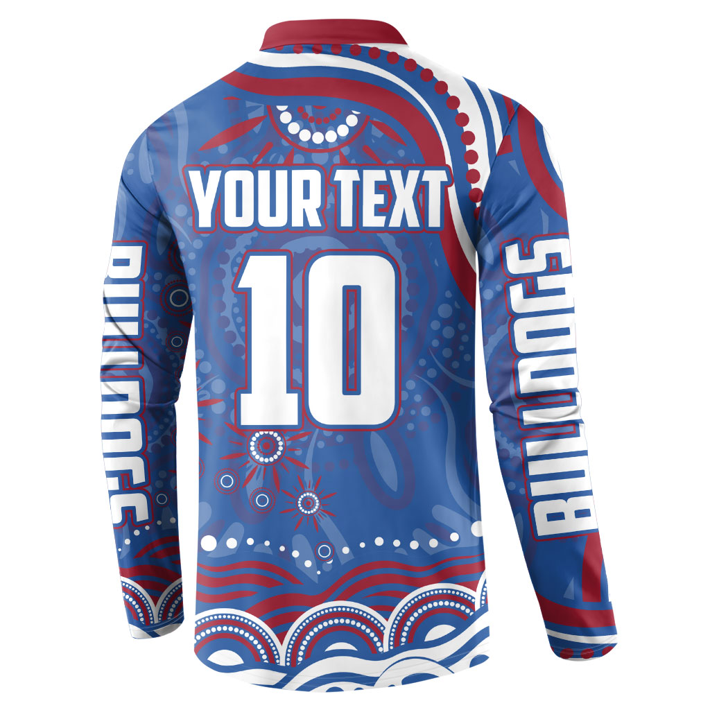 Personalized Western Bulldogs Football Mascot Button Sweatshirt Aboriginal Dot Art - Dreamtime Football Mascot