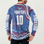 Personalized Western Bulldogs Football Mascot Button Sweatshirt Aboriginal Dot Art - Dreamtime Football Mascot
