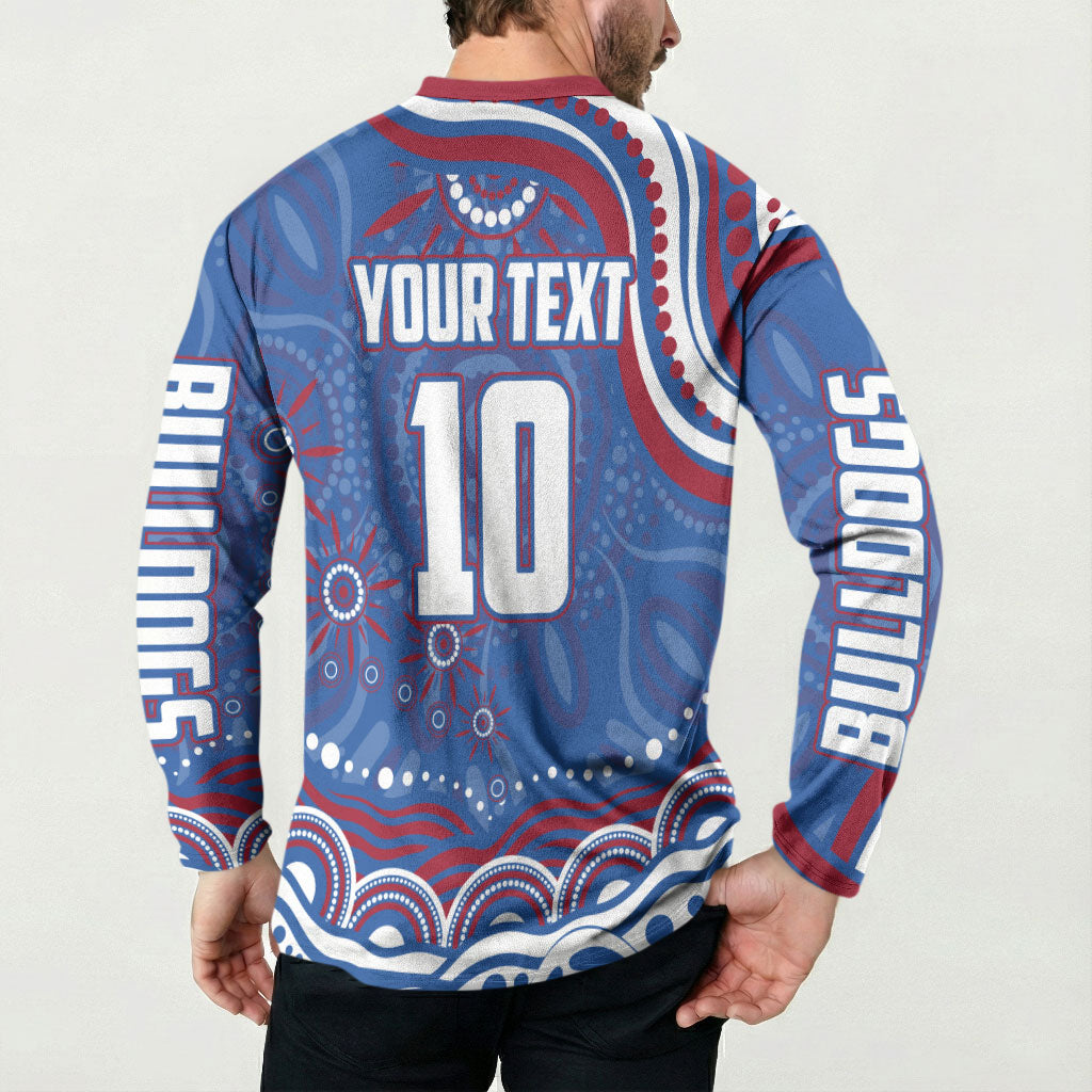 Personalized Western Bulldogs Football Mascot Button Sweatshirt Aboriginal Dot Art - Dreamtime Football Mascot