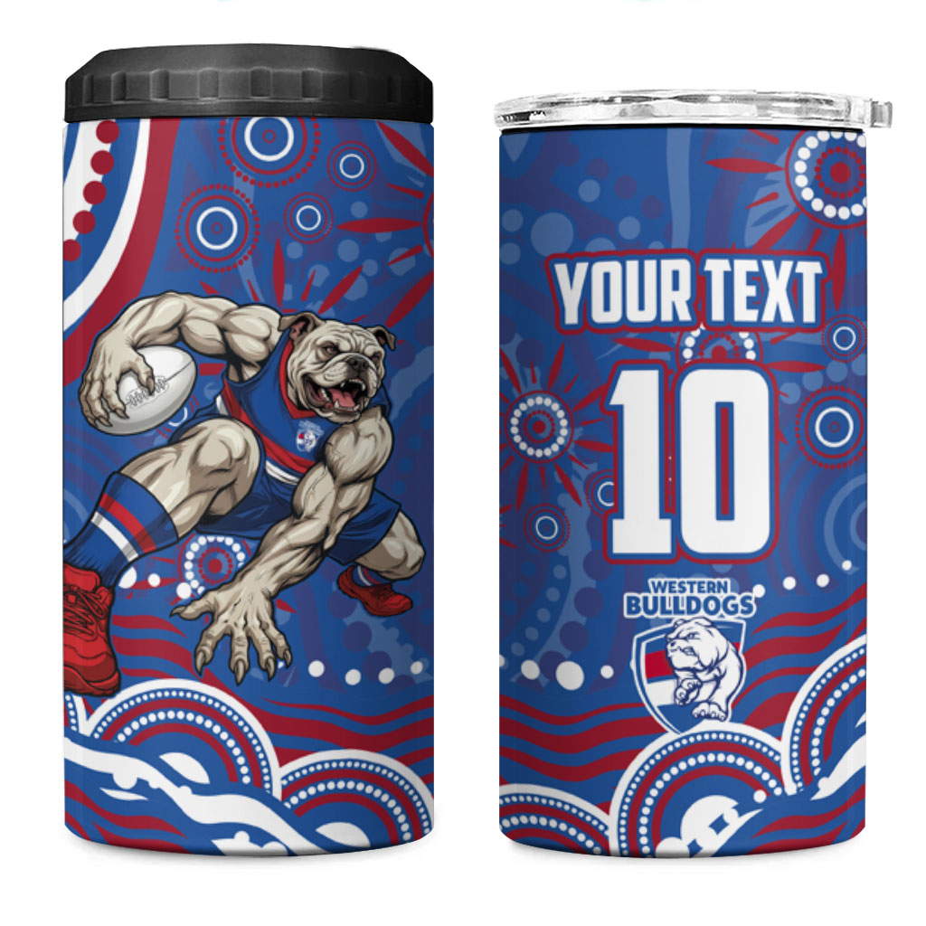 Personalized Western Bulldogs Football Mascot 4 in 1 Can Cooler Tumbler Aboriginal Dot Art - Dreamtime Football Mascot