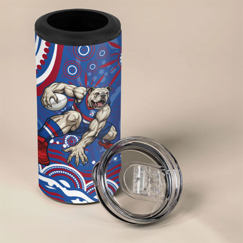 Personalized Western Bulldogs Football Mascot 4 in 1 Can Cooler Tumbler Aboriginal Dot Art - Dreamtime Football Mascot