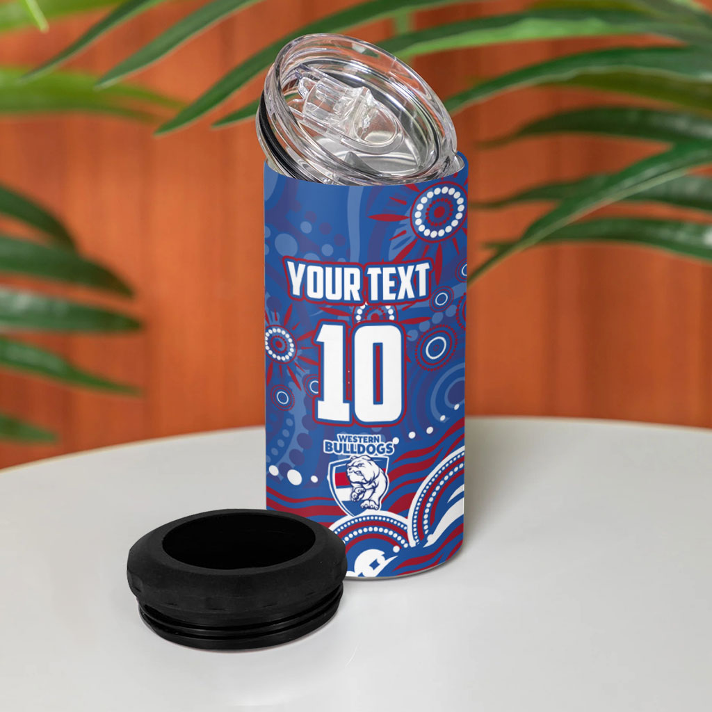 Personalized Western Bulldogs Football Mascot 4 in 1 Can Cooler Tumbler Aboriginal Dot Art - Dreamtime Football Mascot
