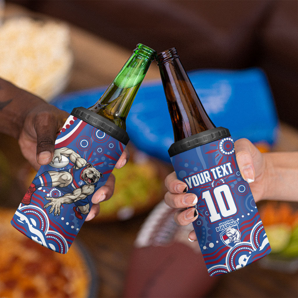 Personalized Western Bulldogs Football Mascot 4 in 1 Can Cooler Tumbler Aboriginal Dot Art - Dreamtime Football Mascot