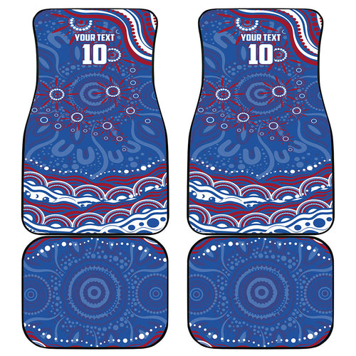 Personalized Western Bulldogs Football Mascot Car Mats Aboriginal Dot Art - Dreamtime Football Mascot