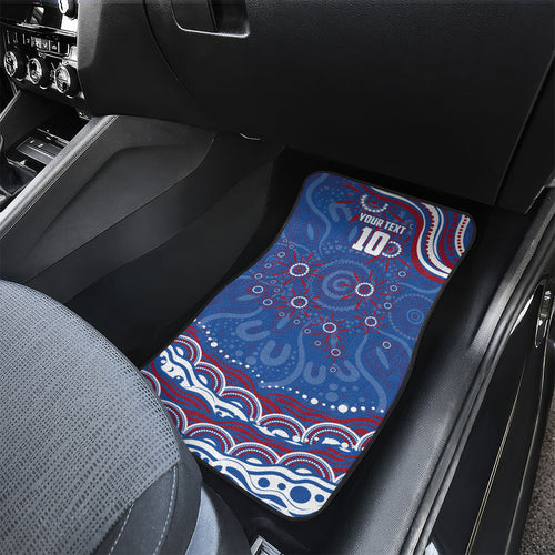 Personalized Western Bulldogs Football Mascot Car Mats Aboriginal Dot Art - Dreamtime Football Mascot