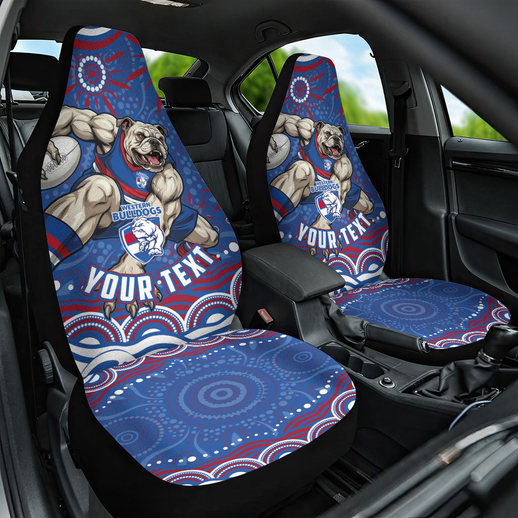 Personalized Western Bulldogs Football Mascot Car Seat Cover Aboriginal Dot Art - Dreamtime Football Mascot