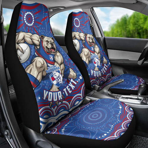Personalized Western Bulldogs Football Mascot Car Seat Cover Aboriginal Dot Art - Dreamtime Football Mascot