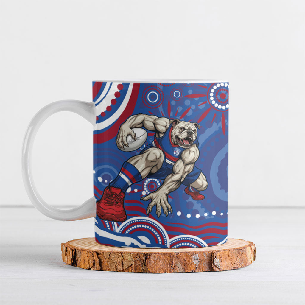 Personalized Western Bulldogs Football Mascot Ceramic Mug Aboriginal Dot Art - Dreamtime Football Mascot