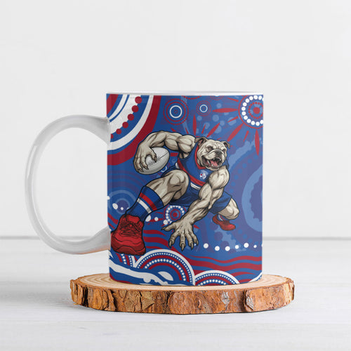 Personalized Western Bulldogs Football Mascot Ceramic Mug Aboriginal Dot Art - Dreamtime Football Mascot