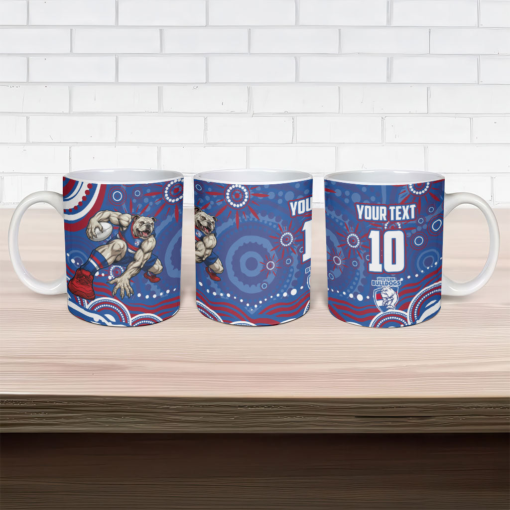 Personalized Western Bulldogs Football Mascot Ceramic Mug Aboriginal Dot Art - Dreamtime Football Mascot