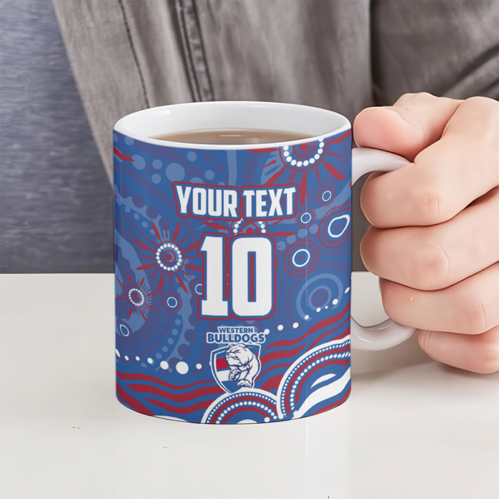 Personalized Western Bulldogs Football Mascot Ceramic Mug Aboriginal Dot Art - Dreamtime Football Mascot