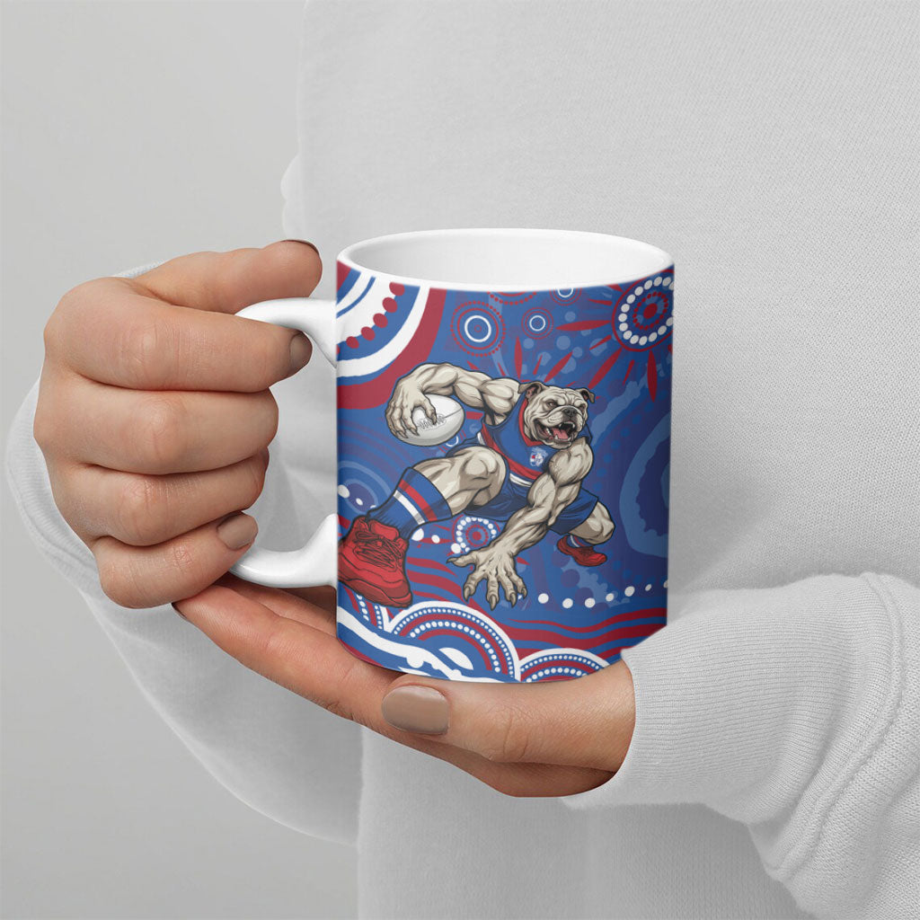 Personalized Western Bulldogs Football Mascot Ceramic Mug Aboriginal Dot Art - Dreamtime Football Mascot