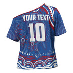 Personalized Western Bulldogs Football Mascot Cross Shoulder Shirt Aboriginal Dot Art - Dreamtime Football Mascot