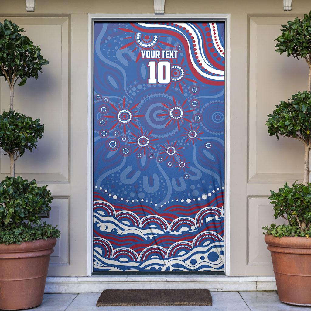 Personalized Western Bulldogs Football Mascot Door Cover Aboriginal Dot Art - Dreamtime Football Mascot