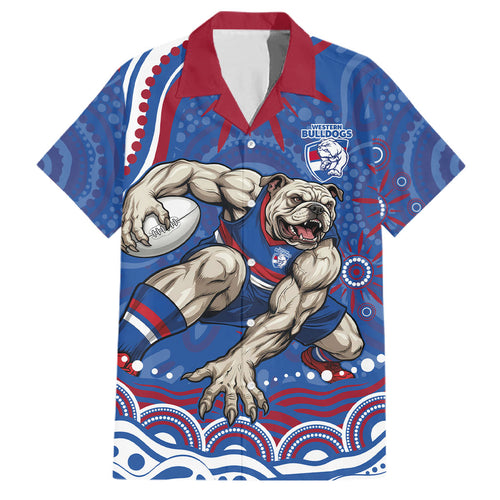 Personalized Western Bulldogs Football Mascot Family Matching Mermaid Dress and Hawaiian Shirt Aboriginal Dot Art - Dreamtime Football Mascot