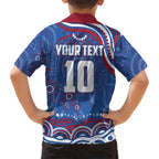 Personalized Western Bulldogs Football Mascot Family Matching Off Shoulder Maxi Dress and Hawaiian Shirt Aboriginal Dot Art - Dreamtime Football Mascot