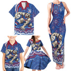 Personalized Western Bulldogs Football Mascot Family Matching Tank Maxi Dress and Hawaiian Shirt Aboriginal Dot Art - Dreamtime Football Mascot