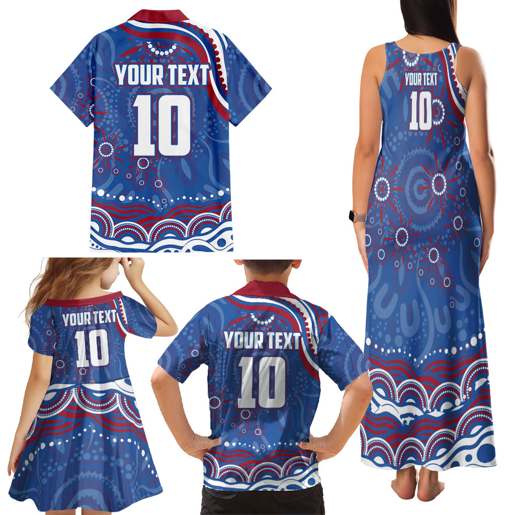Personalized Western Bulldogs Football Mascot Family Matching Tank Maxi Dress and Hawaiian Shirt Aboriginal Dot Art - Dreamtime Football Mascot