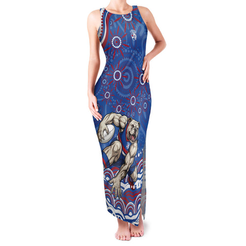 Personalized Western Bulldogs Football Mascot Family Matching Tank Maxi Dress and Hawaiian Shirt Aboriginal Dot Art - Dreamtime Football Mascot