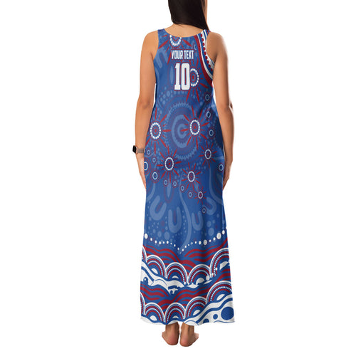 Personalized Western Bulldogs Football Mascot Family Matching Tank Maxi Dress and Hawaiian Shirt Aboriginal Dot Art - Dreamtime Football Mascot