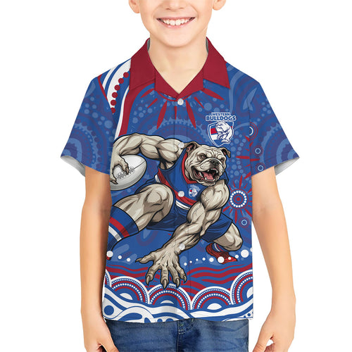 Personalized Western Bulldogs Football Mascot Family Matching Tank Maxi Dress and Hawaiian Shirt Aboriginal Dot Art - Dreamtime Football Mascot