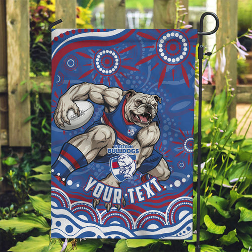 Personalized Western Bulldogs Football Mascot Garden Flag Aboriginal Dot Art - Dreamtime Football Mascot